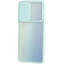 No35 Newface Vivo Y53S Kılıf Palm Buzlu Kamera Sürgülü Silikon - Turkuaz