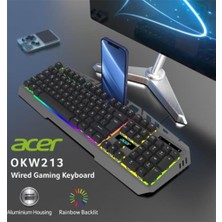 Tbl Dekor Acer OKW213 Gri Rgb Rainbow Backlit Gaming Keyboard Rainbow (Kablo Uzunluğu 1,5mt)