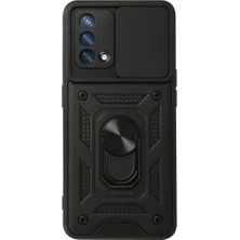 xirshop Oppo A74 4g Kılıf Pars Lens Yüzüklü Silikon - Siyah