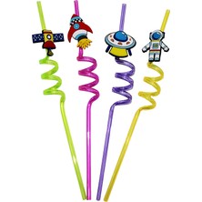 Go İthalat 4 Parça  Figürlü Pipet Plastik (5517)