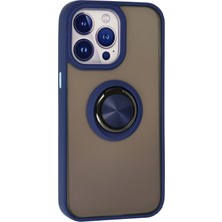 No35 Newface Iphone 15 Pro Max Kılıf Montreal Yüzüklü Silikon Kapak - Lacivert