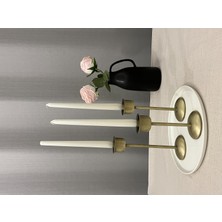 Luxay Home Gold Rengi Bloom 3'lü Şamdan & Mumluk Seti
