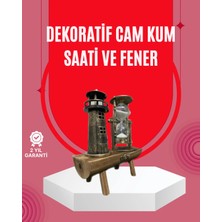 No35 Ahşap Gövdeli Deniz Feneri Formlu Kum Saati – 15X20 cm Masa Dekoru