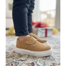 Surpie Shoes Erkek Çocuk Klasik Ayakkabı Kalın Topuklu Cırtlı Bağlama Beyaz Renk