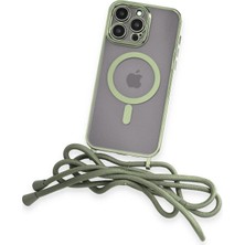 No35 Newface Iphone 14 Pro Max Kılıf Divo Lazer Askılı Magsafe Kapak - Koyu Yeşil