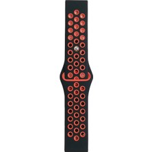 No35 Newface Watch 22MM Spor Delikli Kordon - Siyah-Kırmızı