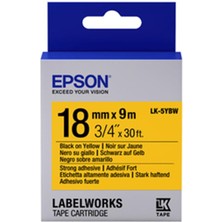 No35 Epson Lk-5ybw Güçlü Yapışkanlı Sarı Üzeri Siyah 18MM 9metre Etiket
