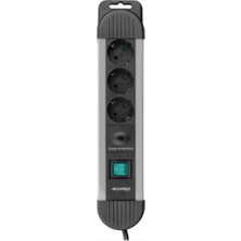 Cash Dukkan S-Link SPGKS03 1.5m 3g1.5mm2 900 Joule 3lü Akım Kor. Gri Priz Çoklayıcı