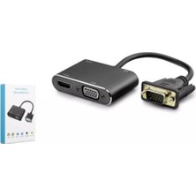 Paxteks Hadron HDX7821 VGA To HDMI + VGA F Çevirici 1080P 22CM Siyah