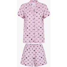 Penti Pembe Cute Bows Pamuklu Gömlek Şortlu Pijama Takımı
