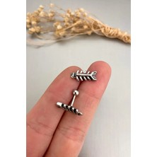 Jaida Moda Unisex Gri Gotik Kılçık Model Çelik Helix Kıkırdak Piercing