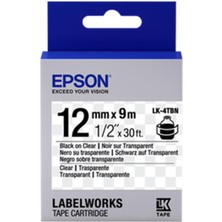 Maxdora Epson Lk-4tbn Şeffaf Üzeri Siyah 12MM 9metre Etiket