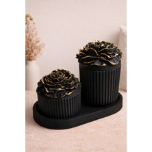 Feyza Design Şık Beton Kulak Pamuğu ve Organizerli Banyo Seti, 2'li Paket