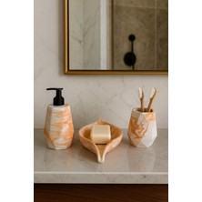Feyza Design Şık 3 Parça Geometrik Mermer Desenli Banyo Seti