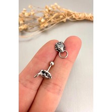 Jaida Moda Unisex Gümüş Renk Gotik Model Çelik Helix Kıkırdak Lobe Piercing