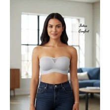 Intive Lingerie Intive Lazer Kesim Dikişsiz Önü Transparan Detaylı Kopçalı Premium Kalite Askısız Straplez Sütyen