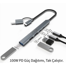 Novis Liora Inca IUTP-06TX 5ın1 USB 3.0 + 2xusb 2.0+Type-C+Pd 100W Usb+Type-C Çoklayıcı 3.0 ile 5 Gbps
