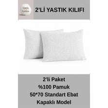 No35 %100 Pamuk Yastik Kilifi 50*70 ( 2 Adet)-Gri̇