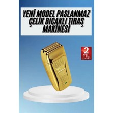 No35 Sakal Kesme Tıraş Makinesi Paslanmaz Çelik Gold Şarjlı