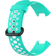No35 Newface Xiaomi Redmi Watch 2 Spor Delikli Kordon - Turkuaz-Beyaz
