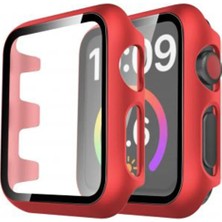 No35 Newface Apple Watch 40MM Camlı Kasa Ekran Koruyucu - Kırmızı