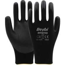 Uslucan Alışveriş PFN110 9 Beden Siyah Polyester Örgü Üzeri ½ Köpük Nitril Kaplı Eldiven 12LI Paket EN388 (3131X)