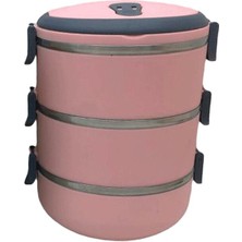 Açık Pembe 3lü Sefer Tası Saklama Kabı 1.8lt
