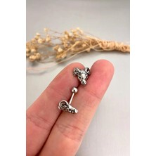Jaida Moda Unisex Gri Gotik Model Koç Başı Figür Kıkırdak Helix Lobe Piercing