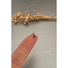 Jaida Moda Unisex Gümüş Renk Kare Zirkon Taşlı Tragus Helix Piercing 6mm