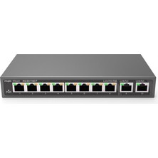 Zemira Ruijie-Reyee RG-ES110D-P 8 Port Poe+ 10-100 Mbps 2 Port 10-100-1000 Mbps Uplink Switch Çelik Kasa