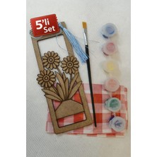 Morana Design 5'li Set Ahşap Boyama Kitap Ayracı Papatya Model