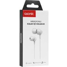 AK-SA-STR Asonic AS-XK90 Beyaz Kulak Içi Mikrofonlu Kulaklık