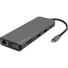 Cash Dukkan Hytech HY-USBC32 4k-2k Ultra Hd Gri Metal 5x Usb2.0-Usb3.0 100M RJ45 Pd, Typec Data, Ö