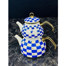 Luxury Emaye Çaydanlık Takımı Damalı