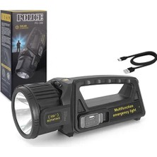 Tuba Toptaş Polıce PS-388 Spot Fener Powerbank Özellikli Solarlı (Güneş Enerji) Şarjlı 180 Derece Oynar Başlık