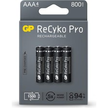 Dukkanıum Gp Aaa 800 Mah Şarjlı Ince Kalem Pil 4'lü Paket Recyko