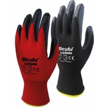 MK Beykoz Beybi Nitril Poly Pnzebra 10 Beden Kırmızı Siyah Eldiven 12LI Paket EN388 (3131X)