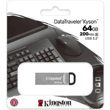 Freedom Storee Kingston DTKN-64GB 64GB Datatraveler Kyson 200MB-S Metal USB 3.2 Gen 1 Flash Bellek