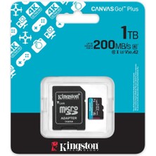 Negok Kingston Sdcg4-1tb 1tb Microsdxc Canvas Go Plus Gen4 200MB-S A2 U3 V30 Card + Adp Hafıza Kartı