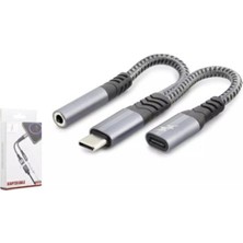 Novis Liora Hadron GJ-018 Type-C To 3.5mm + Type-C F Kablo Car Şarj 100W Siyah