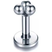 Jaida Moda Unisex Gri Paslanmaz Çelik Üç Toplu Mini Boy Tragus, Helix Piercing