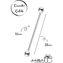 Jaida Moda Unisex Gümüş Çelik Industrial Burgu Model Köprü Piercing 38MM