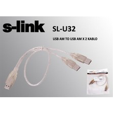 Uslucan Alışveriş S-Link SL-U32 USB 2.0 USB Erkek To 2x USB Erkek 0.60CM Kablo