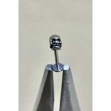 Jaida Moda Unisex Gri Cerrahi Çelik Kuru Kafa Labret Tragus Helix Piercing