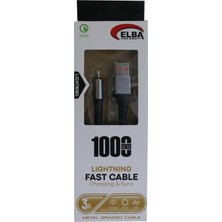 Elba Elb27-İos 1Mt Iphone Lightning 3A Hızlı Şarj Hasırlı Şarj Kablosu Beyaz