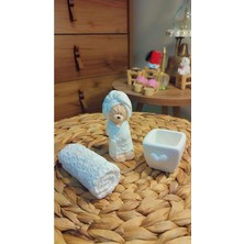 Feyza Design 3'lü Doğal Taş Banyo Seti, Sabunluk, Havlu ve Kutu, 10 cm