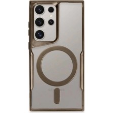 xirshop Samsung Galaxy S23 Ultra Kılıf Boyi Magsafe Silikon Kapak - Kahverengi