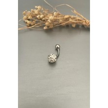 Jaida Moda Kadın Gümüş Renk Shambala Kristal Taşlı Çelik Göbek Piercing