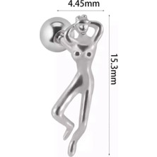 Jaida Moda Unisex Gri 316L Paslanmaz Çelik Kadın Figürlü Tragus Helix Piercing