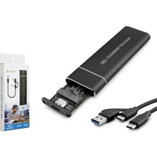 No35 Hadron HDX1769 SSD Kutu Type-C3.1 + Usb3.0 Nvme M2 Chip JMS581D Siyah